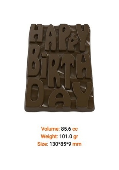 Happy Birthday Mutlu Yıllar Polikarbon Çikolata Kalıbı Renksiz