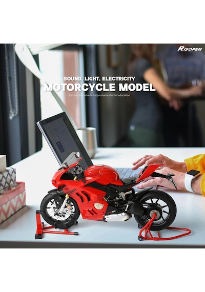 1:6 Diecast Kırmızı Işıklı, Anahtarlı & Su İle Çalışan Dumanlı Model Motorsiklet