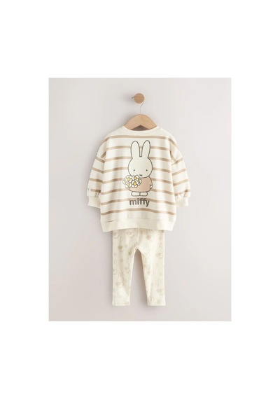 Lucco Tavşanlı Sweatshirt Tayt Kız Çoçuk %100 Cotton Takım Bej