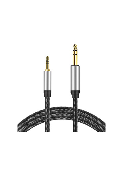 Mp3 Çalar Hoparlör Bilgisayar Akıllı Telefon İçin Naylon Örgülü 6.35mm Trs Stereo Ses Kablosu