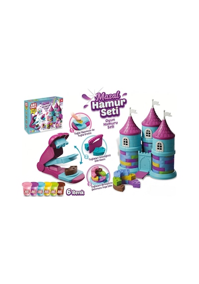 Art Craft Masal Hamur Seti 6 Renk Oyun Hamuru Ve Şato Kale Yapım Seti Eğitici Oyuncak 3+ Yaş Çok Renkli