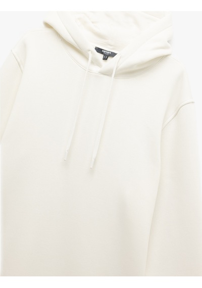 Koton Şardonlu Uzun Kollu Basic Kapşonlu Sweatshirt Beyaz 7wam70001mk