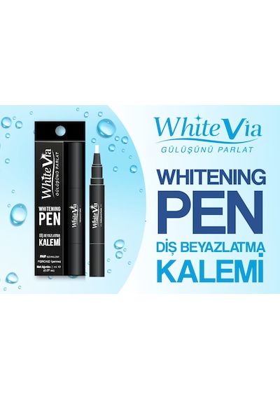 WhiteVia Pap Teknolojili Diş Beyazlatma Kalemi Peroksitsiz Diş Beyazlatıcı Kalem Siyah 2 ML
