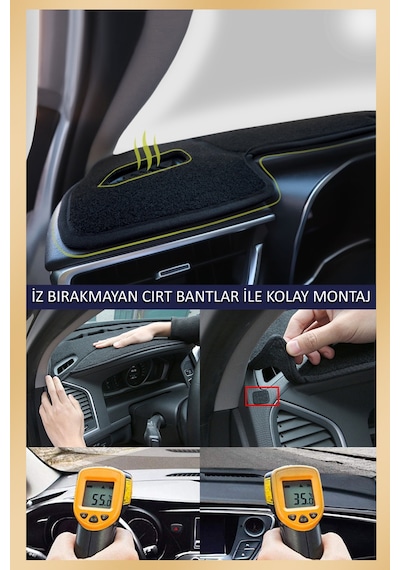Toyota Corolla 2006-2012 Torpido Koruma Halısı Siyah Kenar