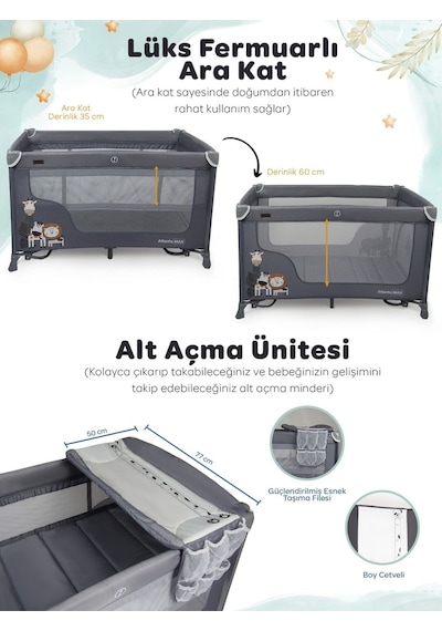 Prego Atlanta Max Alt Açma Üniteli Oyun Parkı + Yatak