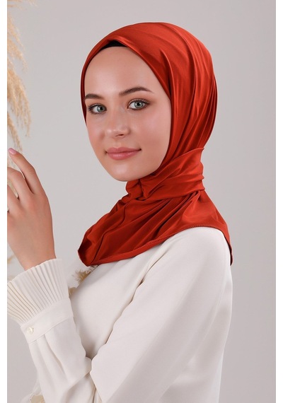 Melodi Scarf Kadın Tesettür Pratik Çıtçıtlı Sandy Deniz Havuz Uyumlu Fular Hazır Bone Kiremit Kiremit