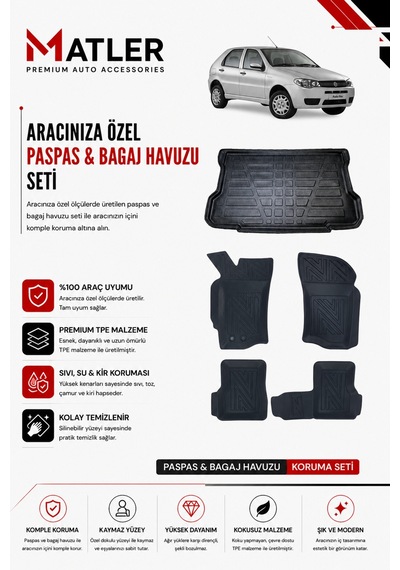 Fiat Palio 2005 Model 4d Ekstra Havuzlu Paspas Ve Bagaj Havuzu Set