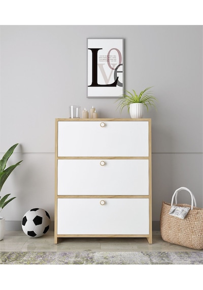 Floradesign Flora 3 Kpaklı Ayakabı Dolabı Ayakkabılık - Çok Amaçlı Dolap Meşe / Beyaz Meşe - Beyaz Floradesign Flora 3 Kpaklı Ayakabı Dolabı Ayakkabılık - Çok Amaçlı Dolap Meşe / Beyaz Meşe - Beyaz