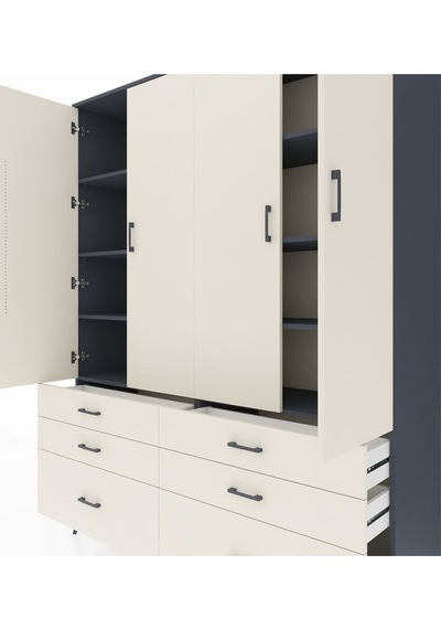 Hyperion Gardrop 8 Raflı 6 Çekmeceli 4 Kapaklı 176x44x221 Antrasit-aytaşı Aytaşı Hyperion Gardrop 8 Raflı 6 Çekmeceli 4 Kapaklı 176x44x221 Antrasit-aytaşı Aytaşı