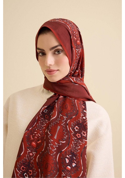 Imannoor Çağlayan Kırmızı Pamuk Floş Şal 72x212 Kırmızı