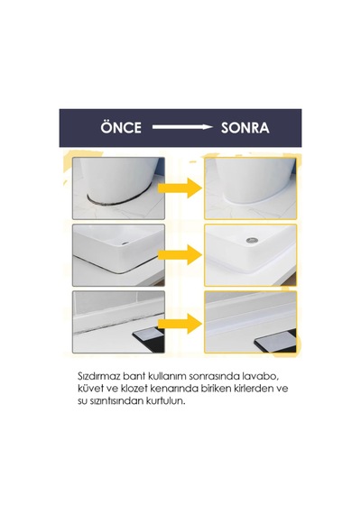 3.2 Mt Su Sızdırmaz Geçirmez Bant Lavabo Küvet Tezgah Kenar Bandı Banyo Mutfak Pencere Yalıtım Bandı Beyaz