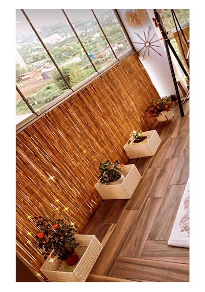 60 Cm X 7 Metre Doğal Bambu Çit Hasır Kamış Bahçe Çiti Balkon Çiti Dekorasyon Gölgelik Çit