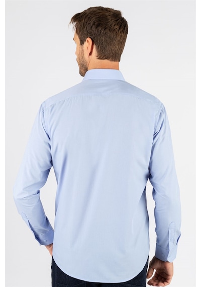 Tudors Klasik Fit Rahat Kesim Cotton Efekt Poplin Erkek Gömlek-23079 Mavi