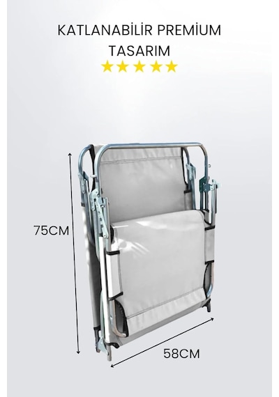 Ecm Proger Gölgelikli Katlanabilir Şezlong, Havuz, Bahçe Ve Teras İçin, Yastıklı, Gri, Modern Stil
