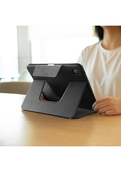 Apple Uyumlu iPad Air 11 2024 Standlı Kalem Bölmeli Kılıf Raptic Spin Detachable Folio Pu Ayrılabilir Siyah