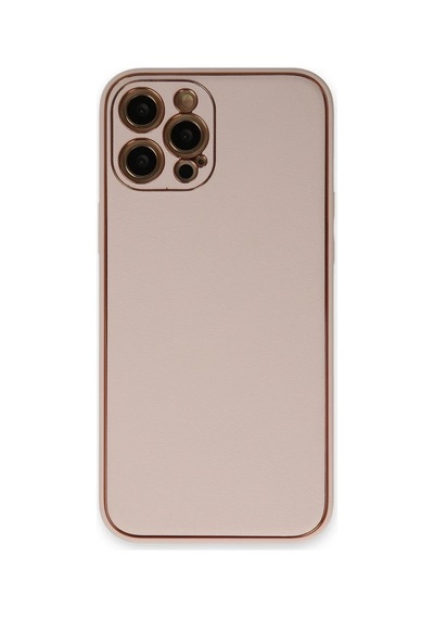 Apple iPhone Uyumlu  Uyumlu 12 Pro Kılıf Coco Deri Silikon Kapak - Pudra Renkli