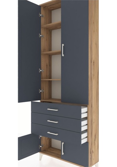 Arges Dolap 4 Raflı 3 Çekmeceli 4 Kapaklı 88x30x243 Çam-antrasit Atlas Çam Arges Dolap 4 Raflı 3 Çekmeceli 4 Kapaklı 88x30x243 Çam-antrasit Atlas Çam