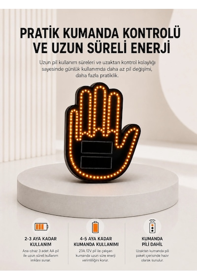 Pilli Led Işık Araç Camı İçin Uzaktan Kumandalı El Simgesi Çok Renkli 96248001
