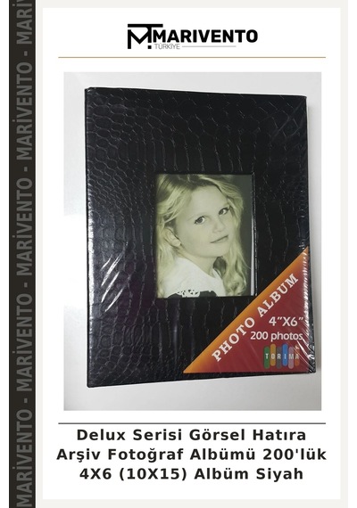 Delux Serisi Görsel Hatıra Arşiv Fotoğraf Albümü 200'lük 4x6 10x15 Albüm Siyah