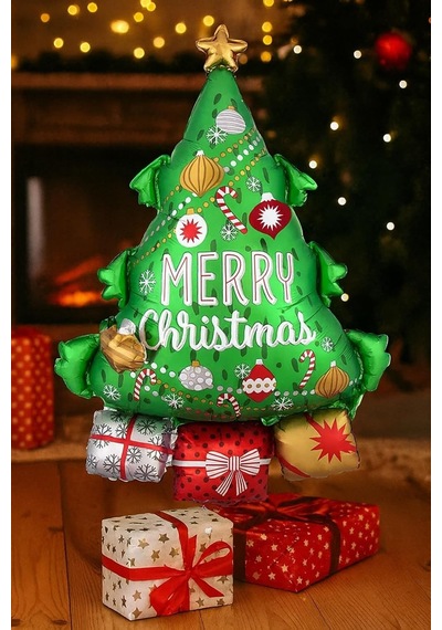 1 Adet Folyo Noel Baba Balonu Yılbaşı Süsü Çam Ağacı Süsleri Yılbaşı Hediyeleri 80-55 Cm