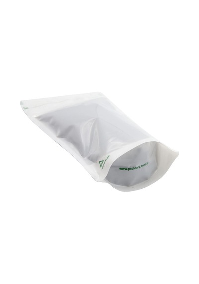 Geri Dönüştürülebilir Beyaz Doypack 13 X 22,5 + 3,5 Cm. 250 Gr - 2250 Adet