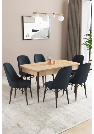 Sar Pakete Almira Serisi, Meşe Desen 80x132 Açılabilir Mdf Mutfak Masası Takımı 6 Adet Sandalye Antrasit Sar Pakete Almira Serisi, Meşe Desen 80x132 Açılabilir Mdf Mutfak Masası Takımı 6 Adet Sandalye Antrasit