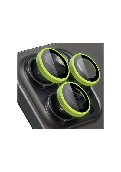 Buff Apple Uyumlu iPhone 15 Pro Max / 15 Pro Neon Metal Lens Koruyucu Yeşil