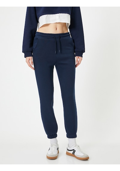 Koton Jogger Eşofman Altı Beli Bağlamalı Cepli Lacivert 5wal40004ık Lacivert