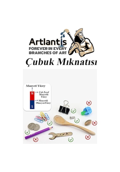 Çubuk Mıknatıs Deney Malzemesi 2 Adet Okul Projeleri İçin I Şekilli Çubuk Mıknatıs Kırmızı Mavi Boyalı
