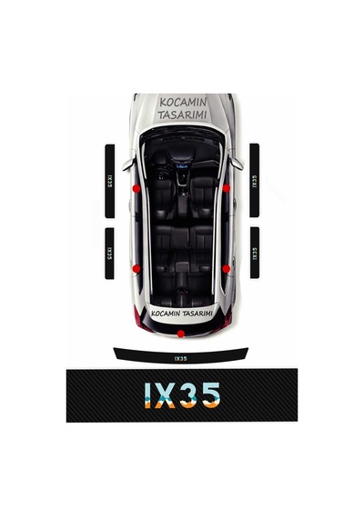 Hyundai İx35 Kapı Eşiği Karbon Folyo Seti İx35 Modeline Özel 5 Parça Araç Koruyucu