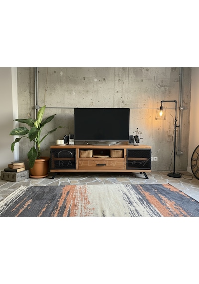 Raweyn Style Doğal Ahşap Tv Ünitesi - 130cm Açık Ceviz
