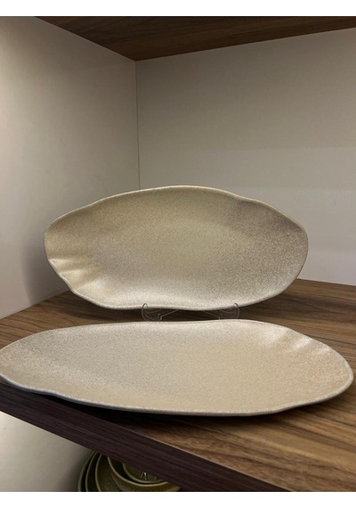 2'li Sahara Tone Dikdörtgen Tabak 36 Cm Yemek/kahvaltı/et/balık/salata/meze Çok Amaçlı Oval Tabak Çok renkli