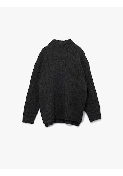 Koton Uzun Kollu Dik Yaka Oversize Triko Kazak Antrasit 6wak90172ht Antrasit Koton Uzun Kollu Dik Yaka Oversize Triko Kazak Antrasit 6wak90172ht Antrasit