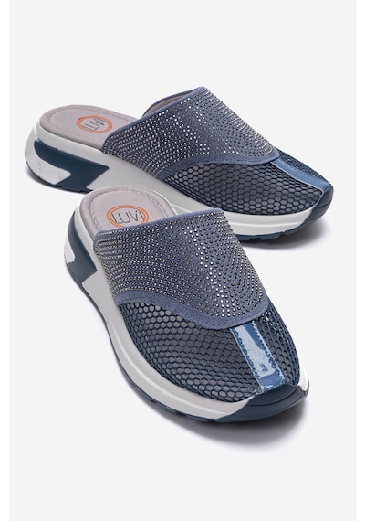 Luvishoes Glea Mavi Taşlı Burnu Kapalı Kadın Terlik
