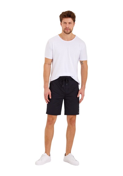 Adams Erkek Reflektör Logo Regular Fit Cepli Spor Şort Siyah
