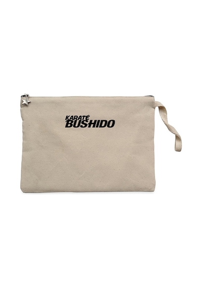 Karete Bushido Text Krem Clutch Astarlı Cüzdan / El Çantası Krem
