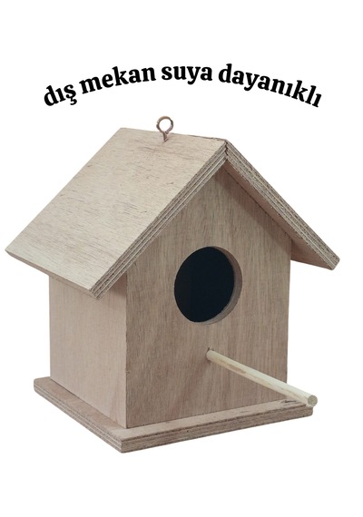 Ahşap Kayın Kuş Yuvası Kuş Evi Dış Mekan Yağmura Suya Dayanıklı 15x15x20 Cm