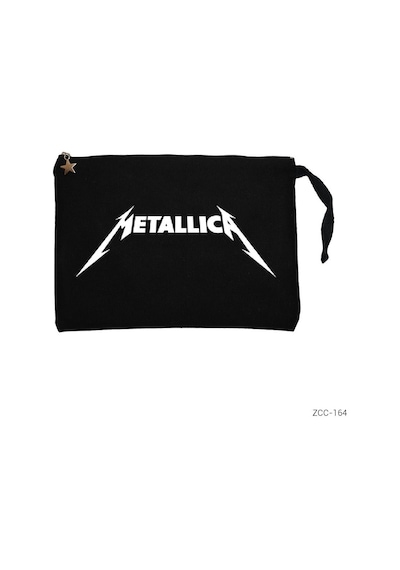 Zepplin Giyim Metallica Classic Logo Siyah Clutch Astarlı Cüzdan / El Çantası
