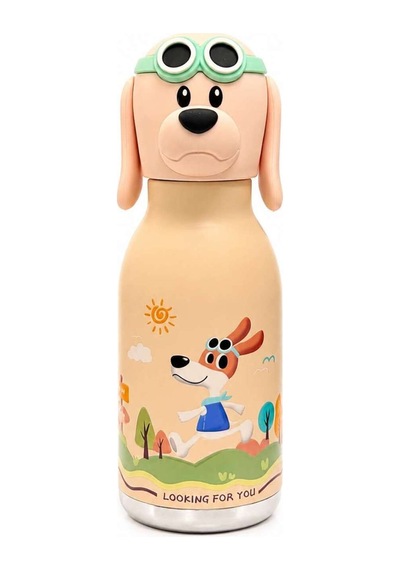 Koı Pembe Köpek 500 Ml Paslanmaz Çelik-pipetli Çocuk Termosu Ve Suluk Pembe Pembe