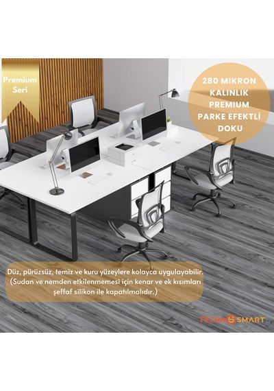 Technosmart 60 500cm Kendinden Yapışkanlı Parke Görünümlü Premium Zemin Duvar Kağıdı Dolap Kaplama Antrasit