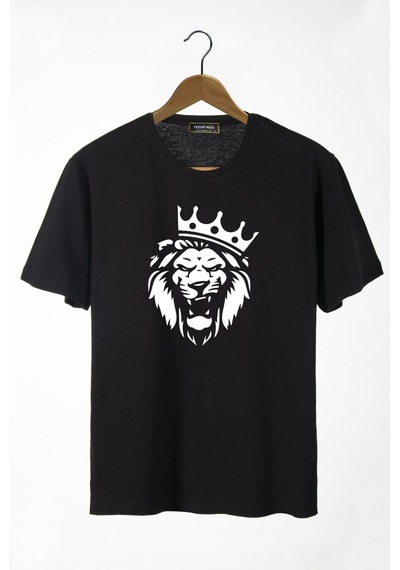 Erkek Siyah Aslan Önü Baskılı Bisiklet Yaka Oversize Rahat Kalıp Basic T-shirt 22y-3400761-2 Siyah Erkek Siyah Aslan Önü Baskılı Bisiklet Yaka Oversize Rahat Kalıp Basic T-shirt 22y-3400761-2 Siyah