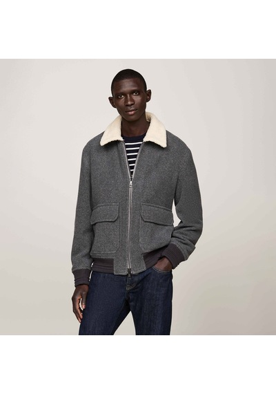 Tommy Hilfiger Erkek Gri Yün Karışımlı Montmw0mw36610