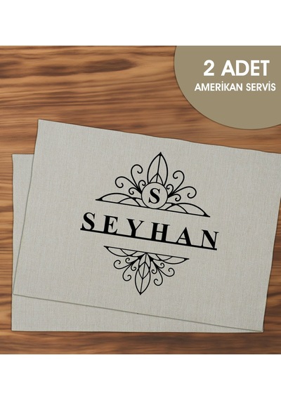 Bk Gift Kişiye Özel İsimli 2 Li Keten Amerikan Servis Seti-4, Ev Hediyesi,baskılı Servis Bezi, Mutfak Dekoru Bitmeyencom33195 Bk Gift