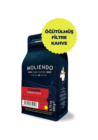 Moliendo Colombia Supremo Decaf Kafeinsiz Yöresel Öğütülmüş Filtre Kahve 250 G