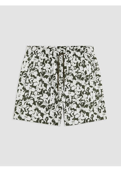Lcw Swımwear Haki Kısa Boy Çiçek Desenli Erkek Deniz Şortu