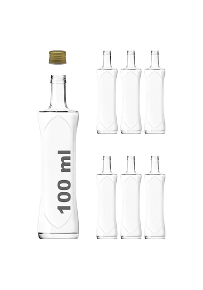 100 Ml Şeffaf Piramit Sosluk 100 Cc Kapaklı Kavisli Cam Şişe 6 Adet Altın/gold Metal Diğer