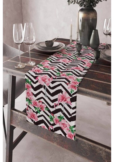 Pembe Flamingo Desenli Premium Masa Örtüsü Runner Rnr172n11