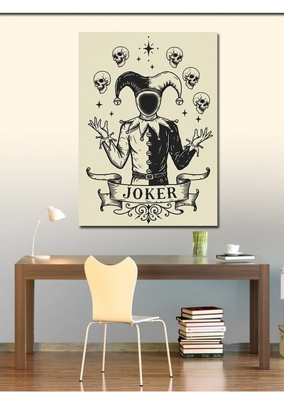 Kanvas Tablo Joker Maskesi Ve Kafatasları 50cmx70cm