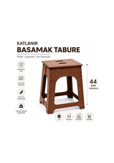 Taşınabilir Pratik Katlanabilir Piknik, Kamp, Mutfak, Banyo Taburesi Ton Farkı Olabilir Kahverengii