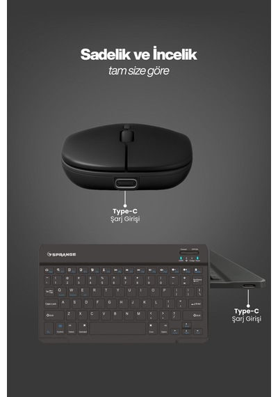 Sprange Tablet Ve Telefonlar İçin Bluetooth - Wireless Klavye Ve Mouse Set - Siyah Optik